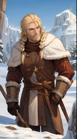 Physique: Nords are known for their robust and strong builds. Your male Nord character would likely have a muscular and sturdy frame, with broad shoulders and a solid stature. He would be taller than average, standing around 6 to 6.5 feet tall, showcasing their physical prowess.

Facial Features: Nords often have rugged and weathered facial features, indicative of their endurance in the harsh Nordic lands. His face might bear a strong jawline, accompanied by a square or rectangular-shaped face. His eyes would typically be sharp and piercing, with shades ranging from icy blue to deep grey or green, reflecting the nature of his homeland. His brows would be bushy and well-defined, providing a stern and determined expression. A notable feature might be his thick, unkempt beard, which could be long or braided, showcasing his masculinity and Nordic heritage.

Hair: Nords generally have hair that reflects the frosty climate they live in. He might possess a head of wild, tousled hair, ranging in colors from blonde to reddish-brown or even dark brown. The length of his hair may vary, but it would likely be styled to accommodate the practical needs of adventuring in harsh environments. It might be tied back or braided to keep it out of his face during battles or long journeys.

Complexion: Due to the Nordic climate, his skin would typically be fair, but with a hint of a healthy tan or windburn. Nords spend a significant amount of time outdoors, enduring both extreme cold and sunlight, resulting in a rugged complexion.

Attire: Nords value practicality in their attire, given their lifestyle as warriors and adventurers. He would likely wear rugged and warm clothing suitable for the harsh Nordic environment, such as furs, leathers, and thick fabrics. A fur-trimmed cloak or a sturdy set of armor made from materials like steel or iron might also be part of his ensemble. Symbols of his Nordic heritage, such as clan markings or animal motifs, might be incorporated into his clothing