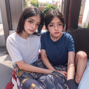 Menino adolescente e uma menina adolescente