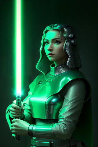 uma mulher em um vestido branco segurando um sabre de luz verde, Jedi Feminino, sabre de luz verde, Jedi, blonde female jedi, Jedi com sabre de luz, com espada de sabre de luz, sem sabre de luz, com sabre de luz, Personagem de Star Wars, rei, segurando um sabre de luz, segurando um sabre de luz, Mestre Jedi, segurando um sabre de luz ativado, sabre de luz, segurando o sabre de luz
