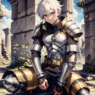 128K Ultra High Definition,
128K Ultra High Quality,
128K Ultra High Resolution,
128K Resolution,
Hyper Detailed,
Hyper Quality,
Hyper Definition,
Perfectly Detailed,
Perfectly Designed,
Masterpiece,
1 Boy,
Anime,
Handsome,
White Hair,
Red Eyes,
Wearing Earrings,
Wearing Necklace,
Armored With Spartan Armor,
Ancient Ruins Background,