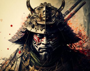 A closeup of a samurai with a helmet and a sword, samurai warrior, epic samurai warrrior, samurai portrait, samurai style, cyborg samurai, demon samurai warrior, japanese samurai, demon samurai, samurai with demonic mask, ancient japanese samurai, black bull samurai, japanese warrior, feudal art of, samurai, as samurai, samurai mask, samurai vinyl wrap