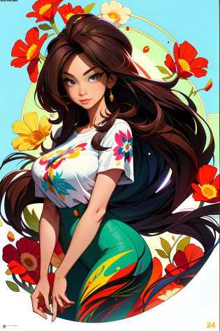 ASHLEY ALEXISS beautiful woman with long  hair ultra detailed, (beautiful and clear background:1.2),, fantastic paintings ,graffit style,  flowers, olhos altamente detalhados , a t-shirt or dressed in a white blouse underneath, position, with long black hair , stained glass colored, fantastic paintings by joe madureira  ,high quality,photo, sticker art,beautiful woman carol nakamura with long  hair  , freedom, soul, digital illustration, comic style, perfect anatomy, centered, approaching perfection, dynamic, highly detailed, watercolor painting, artstation, concept art, smooth, sharp focus, illustration, art by carne griffiths and wadim kashin,,alone anime girl pose, short pastel  hair ,heterochromia, perfect anatomy, centered, approaching perfection, dynamic, highly detailed, character sheet, artstation, concept art, smooth, sharp focus, illustration