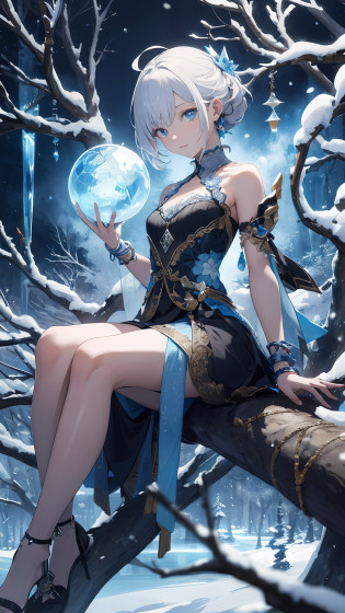 absurds?High res?ultra Detailed?official arts??? 8k ???ultra Detailed?Beauty and aesthetics?master masterpiece?best best quality??zentangle?Ice and snow?Tangles?Entanglement???s fractal art?1.3??PhotoRealistic??master masterpiece?top quality?best best quality?official arts?Beauty and aesthetics?1.2??Very Detail?s fractal art?variegated?most details?zentangle??Abstract Background?1.5??1boy?1.3??Kamimei??Glowing blue eyes??Enigmatic?(MAGIC)?((Sit on a tree))?Ice and snow