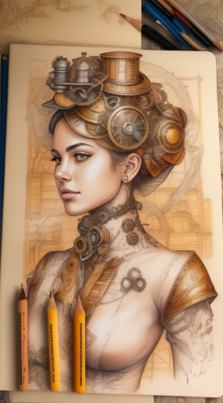 menina Steampunk, vindima, Dynamic?pose atraente, corpo inteiro, pequeno sorriso, Cabelos Longos, rosto inconstante, anatomia perfeita,beautiful face, Impeccable Art Line, Aquarela, colored pencils, alta qualidade, detalhe, fundo amplo, perfeito para reservar, Steampunk, anatomia perfeita, Centrado, Approaching perfection, Dynamic, altamente detalhado, pintura em aquarela, master part, arte em aquarela, Luz Natural, complexo, elegante, corpo inteiro, tiro de corpo inteiro, Colorful pieces, Sketchbook, Hand drawn, Escuro, granulado, realistic sketch, rough sketch, folha de caracteres, corpo inteiro, Bonito e deslumbrante corpo inteiro, corpo inteiro detalhado, (((tiro de corpo inteiro)))), realistic illustration
