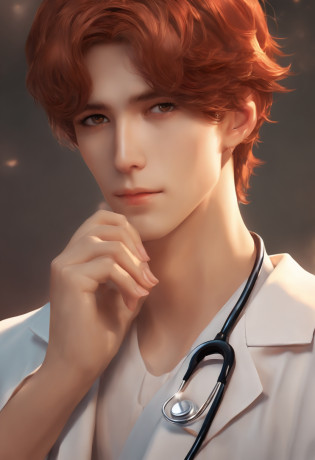 (melhor qualidade,Foco em anime),(Handsome,atraente) (short hair),(cabelos ruivos),(olhos amarelos),(1 Boy),(Doctor's Fantasy),(vivid colors),(foco n�tido),(ultra-detalhado), (Realistic),(fotorrealista:1.37),(retrato),(profissional),(studio lighting),(Red Cross symbol)Fantasia do Doutor, alta qualidade, Foco em anime, Macho bonito, 1 Boy, red hair, olhos amarelos,