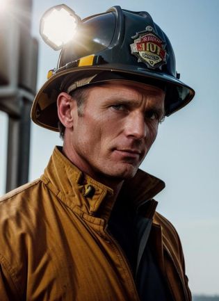 eh1 headshot, man, solo,  man wearing Firefighter Coveralls, Firefighter Hard Hat, Firefighter Goggles, Firefighter Gloves, Firefighter Backpack , (masterpiece, best quality, ultra-detailed, best shadow), high contrast, (best illumination), ((cinematic light)), colorful, hyper detail, dramatic light, intricate details , ultra detailed artistic photography, dreamy, backlit, shadows, ultra high definition, 8k, ultra sharp focus, ultra high quality model, soft lighting, film photography, analogue photography, hyperrealism,<lora:EdHarris:.85>