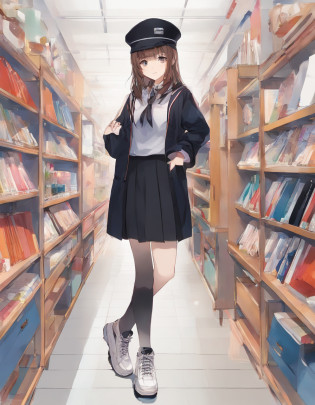 Full Focus:2.0?hightquality??masterpiece?absurderes?1girl in?detailed hairs?dark orange hair?straight haired?Beautiful and detailed eyes?Orange Eyes?pale-skinned?White background?rearing?Black schoolboy uniform?Student Cap?Detailed Student Cap?A smile?Photo from the waist up?Focus hat and chest of drawers?Student Cap?Platform boots?Floral platform boots
