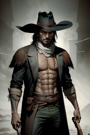pintura de um homem utilizando apenas uma toalha, corpo detalhado, corpo nu, wearing a towel, a man with a towel, beautiful body, olhos abertos, olhos verdes esmeralda, olhos detalhados Escuro, o realista Solomon Kane, as a solomon kane, portrait of a bloodborne hunter, Tim Bradstreet, Arte Sangrenta, oeste estranho, Jess� McCree, Directed by: Hiroyuki Tajima, terras mortas, Pistoleiro, Fazer software, Directed by: Yoshihiko Wada, Leiji Matsumoto, Estilo de arte Red Dead Redemption