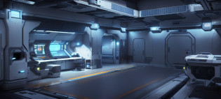 spaceship interior with a desk and a monitor, spaceship hangar, sci - fi environment, inside a futuristic army base, sci - fi interior, detailed lighting and textures, spaceship hallway background, scifi environment, cyberpunk garage on jupiter, detailed textures and lighting, scifi room, futuristic laboratory, sci - fi setting, sci-fi setting, space station interior, sci fi setting