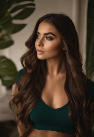 Arafed Mujer con camiseta sin mangas y bragas a juego, Chica sexy con ojos marrones, Retrato Sophie Mudd, brown hair and large eyes, selfie de una mujer joven, Ojos del dormitorio, Violeta Myers, sin maquillaje, Maquillaje natural, staring directly into camera, cara con artgram, maquillaje sutil, Impresionante foto de cuerpo completo, escote, Sentado a la mesa