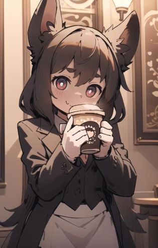 best quality, masterpiece, best shadow, shade, beautiful lighting, High Contrast, modeus with heart shapes and heart shaped pupils, coffee shop, night, colored lights,formal wear   <lora:Helltaker:0.4><lora:Masterpiace:0.2> <lora:40_niji:0.4> <lora:mangguo:1>