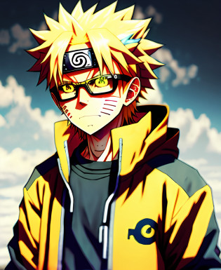 anime character with yellow hair and glasses holding his hand to his face, naruto artstyle, badass anime 8 k, naruto uzumaki, pain from naruto, from naruto, by Shingei, anime style. 8k, anime lighting, uzumaki, anime style 4 k, catchlight on the eyes!, naruto, trigger anime artstyle, glowing eyes everywhere