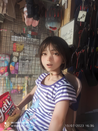 masterpiece, best quality, highres, 1girl, blonde hair, medium hair, asymmetrical hair, floating hair, hair between eyes, high ponytail, sidelocks, hair ornament, fish hair ornament, tassel, kanzashi, bangs, orange eyes, open mouth, smile, teeth, upper teeth only, choker, red choker, pendant choker, butterfly choker, collarbone, tattoo, chest tattoo, flower tattoo, cleavage, medium breasts, thighs, bandages, bandaged leg, sarashi, budget sarashi, chest sarashi, black sash, hadanugi dousa, houkisei, japanese clothes, kimono, kinchaku, obi, obiage, obijime, orange kimono, pouch, print kimono, rope, sash, shimenawa, short kimono, single bare shoulder, vision (genshin impact), east asian architecture, cherry blossoms, full body, squatting, sparkler, night, firework, holding firework, legs together, feet, single glove, single fingerless glove, wristband, black socks,