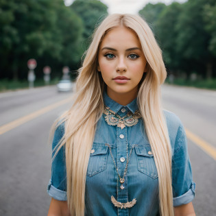 Mujer rubia con cabello largo y una camisa de mezclilla parada al costado de la carretera, Mujer sueca rubia, Mujer rubia, Hermosa mujer rubia, hermosa chica rubia, Joven rubia, Cabello largo y rubio y ojos grandes, Hermosa joven rubia, Cabello largo y rubio y ojos grandes, Foto de una mujer hermosa, Cabello largo y rubio y ojos azules, Primer plano de una mujer rubia