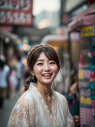 (masterpiece, high resolution:1.4), (portrait of a South Korean woman in Seoul:1.3), (capturing her radiant smile and joyful expression:1.3), (her clear and bright eyes exuding warmth and charm:1.3), (Canon EOS R6 camera, perfect for capturing stunning portraits:1.4), (paired with the Canon RF 50mm f/1.8 STM lens:1.4), (her face perfectly symmetrical and beautifully illuminated:1.3), (a representation of South Korean beauty and elegance:1.1), (standing confidently on the vibrant streets of Seoul:1.1), (the bustling cityscape adding a dynamic backdrop to the photo:1.1), (her casual attire reflecting her modern and trendy style:1.3), (the joyous atmosphere of Seoul palpable in her smile:1.1), (a moment of genuine happiness and authenticity frozen in time:1.1), (a captivating blend of urban life and human connection:1.1), (the woman's radiant spirit shining through her smile:1.1), (her smile brightening up the surroundings and captivating viewers:1.1), (a portrait that celebrates the spirit of Seoul and its people:1.1), (the woman's beauty emanating from within:1.1), (a seamless blend of casual elegance and modernity:1.1), (the streets of Seoul reflecting the city's vibrant culture and energy:1.1), (an image that captures the essence of South Korean hospitality and warmth:1.1), (a delightful portrayal of a woman enjoying life's simple pleasures:1.1), (her smile radiating positivity and charm:1.1), (an authentic representation of the beauty and spirit of South Korea:1.1), (the 50mm lens capturing every detail of her captivating smile:1.2), (a photo that encapsulates the spirit of Seoul's bustling streets and its people:1.1), (a heartwarming portrait that resonates with viewers worldwide:1.1)