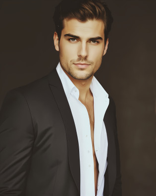 Man in suit and white shirt posing for photo, handsome man, handsome and attractive, masculine and handsome, inspired, handsome man, handsome and elegant, , attractive man, male model, attractive man, handsome face and handsome face The middle of the frame is chunky, smoldering, full-length, full body ,looking at the viewer, a full-length man with a beautiful body, wearing a jacket and trousers. stands near the Eiffel Tower in full growth