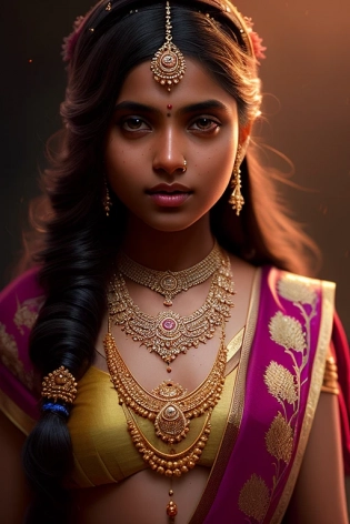 Indian girl, diffuse lighting, fantasy, intricate, elegant, highly detailed, lifelike, photorealistic, digital painting, artstation, illustration, concept art, smooth, sharp focus,