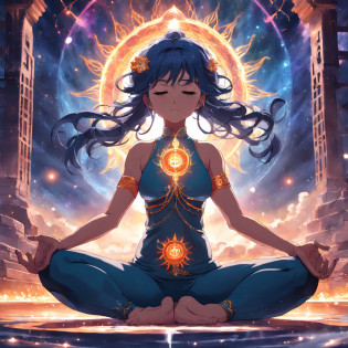 be enlightened in the yoga position, no universo os 7 chakra