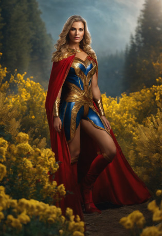 ukraine themed superhero, full body, female