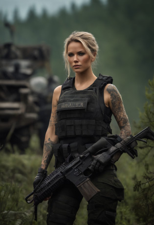 Postapocalyptic combat scene with a Beautiful hyperrealistic photograph of cute Young woman (((with Runic tattoos as a Combat Medic))), ((dirty face Blood splattered)), (((wearing Black Assault mecha armor, combat harness, Neon highlights, holding a assault rifle))) Short Blonde Dreadlocks, combat pose, (((Tending to Injured Soldiers))), exterior of Destroyed building, Fires, Smoke, debris, Camo netting, Ammo Boxes, Rain, Stormy, Wet, abstract beauty, near perfection, burning scene in the background, the forest is on fire, winner of the year's best photo, the world on fire, post-apocalyptic hellscape military photography, photo epic of the year, fire on the horizon, epic cinematic shot, pure form, intricate detail, 8k post-production, High resolution, super Detail, trending on ArtStation, sharp focus, studio photos, intricate detail, Very detailed, By Greg Rutkowski