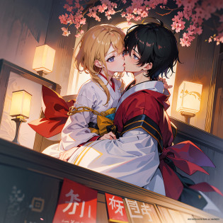 anime poster of a couple boy and girl kissing each other, behind the flower, japanese shoujo manga, shoujo manga, shojo manga, japanese light novel cover, light novel cover art, manga cover style