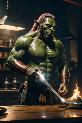 analog photo,photo RAW,(
Evil smithy pouring molten metal into a sword mould, green skin, evil anvil, bugbear orc blacksmith
),award winning photography,hyper detailed, intricate, extremely beautiful, photo realistic, rich colours, dark shadows,masterpiece, highly detailed, natural lighting, beautiful detailed, insanely intricate details, perfect lighting, incredible detail, hypermaximalistic, natural balance color, 8k, ultra detailed, beautiful and aesthetic, extremely detailed, elegant, film grain, depth of field, analog film style, editorial photo, (best quality:1.2),composition, professional color grading, film grain, atmosphere, motion blur ,( blush:1.2), blurry foreground,