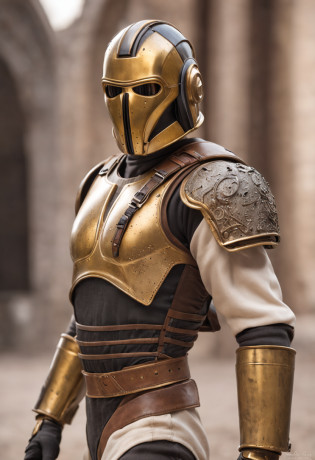 C-3PO as mortal combat character, dressed in mortal combat clothing, (mortal combat clothing:2), (full body image 2)
