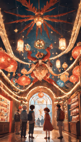 There are two people in front of an exhibition of Christmas decorations, holiday photography, no instagram, Album Photography, Com o Menino Jesus, fotografia, hight decorado, Imagem, Family photo, imagem do avatar, fotografia de qualidade do museu, fotografia de baixa qualidade, pose 1 de 1 6, fotografia descoberta, imagem interna, pano de fundo, Directed by: Pablo Carpio, imagem de diorama, fotografia desfocada