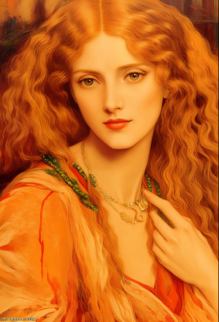 a painting of a woman with long red hair and a necklace, y pre-raphaelite, pre - raphaelite beautiful, pre - raphaelite style, pre-raphaelite style, pre - raphaelites style, pre raphaelite, pre-raphaelite painting, pre - raphaelite painting, pre-raphaelites, pre - raphaelites