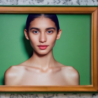 Hyper-realistic photo of 1girl with an oval face shape, with delicate and harmonious features.