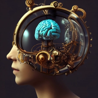 3D render of a sci-fi baroque concept design of anatomically correct brain device with terrarium, steampunk, intricate details, scientific, hyper detailed, photorealistic --beta --upbeta --upbeta
