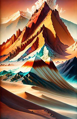 Mount Araffed, a mountain in the background, otherworldly colors, painted sand landscape, sand swirling, sand, earth tone, earth and pastel color, Andean mountains, dramatic earth color, volcanic landscape, 4k detail, 4k detail, Rudolf Schlicht, Werner Andematt, sand color