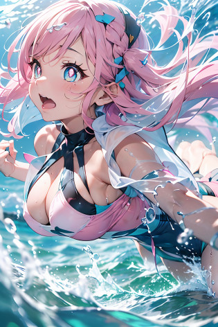 ((Water Breath)), ((Splash)), wide Shots(Vigorous attack action:1.5).wide Shots,Seen from the side.fullllbody ,
In Pretty Cure Style,(((masutepiece))) (1 girl)((Pink hair, Long hair,Straight hair,two side up)) (Green eyes),eyeshadows, eye line,gloweyes, ultradetailed eyes, intricate eyes, Beautiful eyes, ((Glowing pink pupils))a 18 year old girl.Water breathing?kick.high-heels?black backgrounds:2?Water Magic Circle?water magic?Manipulating water
, Photos of anime-style fantasy figures in pink uniforms splash into the sea, 1girl in, Long hair, Pink hair, Solo, breasts, Water, Pink one-piece swimsuit, Open mouth, Swimsuit, playing in the water, Blue eyes, Ahoge, cleavage, Woman in pink dress with sword in hand on the waves, 1girl in, Long hair, Solo, Pink hair, Swimsuit, Pink one-piece swimsuit, breasts, Blue eyes, Water, Open mouth, onepiece swimsuit, Ahoge, Very long hair, Small breasts, playing in the water