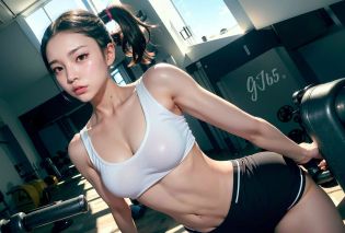 good hand,4k, 1girl, )a RAW portrait of a girl exercising in the gym), perspiring, sweating, high-res, masterpiece, best quality, head:1.3,(Korean K-pop idol), chunli, twin tails, extremely cute, finely detailed skin, sharp focus, (cinematic lighting), collarbone, soft lighting, dynamic angle, [:(detailed face:1.2):0.2], thigh gap, slim body, ((medium breasts)), full body, ((gym outfit)), (gym shorts), tank top, gym background, gym equipments, (anime, official_art:1.1), (anime screencap:1.1), (1girl, solo focus:1.2), (fisheye:0.9), ray traced:0.5, depth of field:1.0, bokeh:0.6, god rays:1.0, vivid colors:0.8, cinematic hard lighting:0.7, realistic shadows:1.2,<lora:epiNoiseoffset_v2:1.0>, <lora:koreanDollLikeness_v15:0.4>