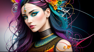 ultra detailed artistic abstract photography of Geometrical Woman, 32k trendy abstract poster of a beautiful woman, hair made of 3D paper quilling design, abstract paper quilling, detailed symmetric hazel eyes with circular iris, shattered paper fragments, natural body posture,  by artist russ mills, art by alberto seveso, by Carne Griffiths, by Wadim Kashin, symmetrical, abstract artstyle, intricate complex watercolor painting, sharp eyes, digital painting, color explosion, concept art, voluminetric lighting, TanvirTamim, 3D octane render, 8k. by artgerm, trending on artstation, cinematic 4d, Epic cinematic brilliant stunning intricate meticulously detailed dramatic atmospheric maximalist digital matte painting, realistic, complementary colors
