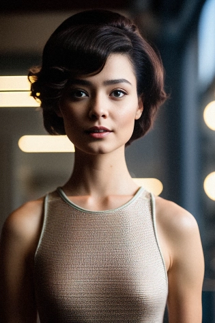 three-quarter close-up portrait of only one woman, Clandestine , whole full body, top-down bottom-up, a zombie outbreak in a city of clones, with The Armor of Blood, TMax Bedulenko, space station, provence interior, classroom, romantic style by year 1920