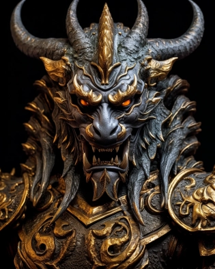 Incredibly detailed close-up photograph of a ferocious singha, facing front, intricate detail, hyper-detailed, ultra detail, ultra-realistic, Thailand mythological references, dragoncore, with pearl earring, magic realism, in the style of galaxy, hyper-detailed, stunning composition, epic lighting, 32k, uhd resolution, shot on Hasselblad H6D-400c Multi-shot, Mitakon Speedmaster 65mm f/1. 4 XCD --c 10 --q 3 --ar 4:5 --s 750 --v 5. 1