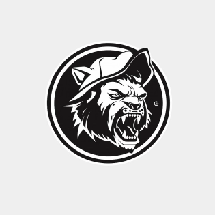 simple minimal vector logo design for a Wolfman eating a burger, black vector on white background --q 2 --v 5