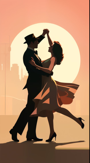 a couple of people who are dancing in the sun, Otto Schmidt, dancing with each other, Nelson Kenton, Martin then, Directed by: Aaron Douglas, Directed by: Hugh Hughes, couple dancing, Directed by: Robert Peak, illustration!, angus mcbride, inspirado em Raymond Leech, Laurent Durieux, ( asaf hanuka ), inspirado em Art Frahm, dancing elegantly over you