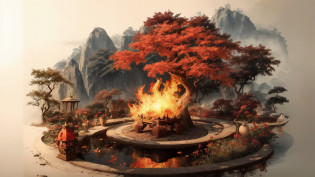 fire around , margin with tree , Design a logo Scorpion dragon head, with a symbol of the Earth inside it , Modern font , textures , treee, water , ice, 8k , vector , art , center axes, center, padding around, flare, sparks, reflection, refraction, magic, red, orange, blue, burgundy, fury, magic sparks, flame sparks,
conceptual style ,  <lora:Architectural_:1>
