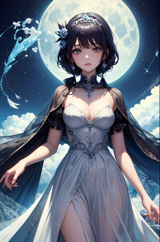 (?masterpiece?top-quality?top-quality?Official art?Beautifully Aesthetic:1.2)?(1girl in)?ighly detailed?(Fractal Art:1.3)?colourfull?highestdetailed?Sagittarius temperament?Fantasia?Soothing?Dreaming Beings?Exploring the Mind?Philosophical?voyage?Dress with the image of the moon?Royal Blue?Princess?Unknown world?Mature Face?Mystical?Bewitching?passion?waist shot?long?diadems?Moonstones?Isis