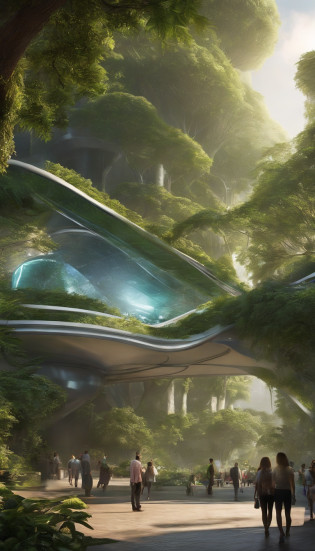 Futuristic city streets, There are smart forest cities, This is a botanical garden in a modern city. It is built on the Mayan heritage and its connection to nature and the sacred world. Nature and the urban environment are seamlessly intertwined, Create a harmonious organic entity. The scene quality is the highest, The resolution is 4K or 8K, Provides ultra-detailed and realistic visuals. The lighting has been carefully designed?to enhance the overall atmosphere, Emphasize key elements with studio lighting technology. The artwork style should capture the essence of the scene, Incorporate portrait elements, Landscapes, and science fiction?Create unique and captivating visual experiences. The color palette is vibrant and vivid, Combined with rich tonal combinations?Convey a futuristic and organic atmosphere. The main focus is on girls walking down the street, Should have beautiful and delicate eyes, Lips, and face, As well as long eyelashes. Her appearance is stylish and modern, Stand out in a futuristic cityscape. The streets are lined with lush greenery, Trees and plants blend seamlessly into the urban environment. Smart Forest City exudes a sense of harmony and tranquility, The sounds of nature blend in with the bustling city life. The urban architecture showcases the fusion of modern technology and organic elements, Blends seamlessly with the surrounding vegetation. The scene is full of small details, Such as holographic billboards, Flying vehicles, And futuristic technology, Increase the depth and complexity of your artwork. The overall composition should convey a sense of awe and wonder, Capture the beauty and grandeur of Smart Forest City.