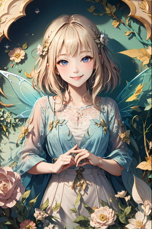 Welcome to the unknown?Fairies will guide you?kindly smile?Beautiful girl with a sense of transparency?beautiful fairies?Large transparent blade?are flying?Smile brightly?the woods?verdant?forest fae?play