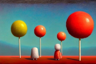 cute lollipop landscape, shaun tan