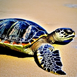 sea turtle sleeping on a beach