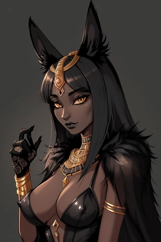 snout, black fur, (woman:0. 5), Anubis, intricate, elegant,