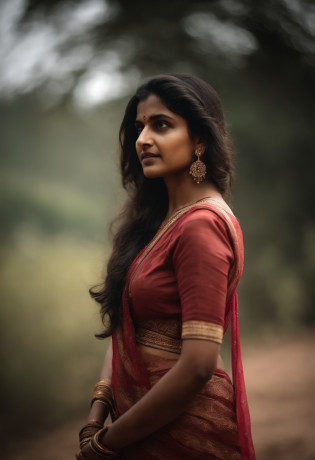 Visualize a young Indian woman, wearing no clothes,