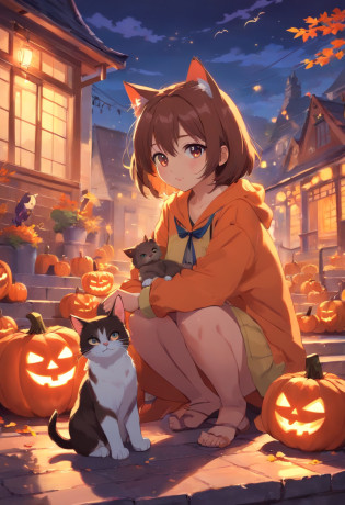 Halloween cat party??Chat brun??Mofumofu