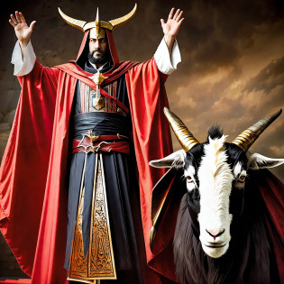 summon a clear full-length 3-d 8k photograph of Azazel - (1.) Second Order Demon. Male. (2) Standard-bearer of the armies of Hell. (3) A demon of the second order, guardian of the goat. At the feast of expiation, which the Jews celebrate on the tenth day of the seventh month, two goats are led to the High Priest, who draws lots for them, the one for the lord, the other for Azazel. The one which the lot of the Lord fell, was sacrificed, and his blood served for expiation. The High Priest then put his two hands on the head of the other and confessed his sins and those of the people, charged the animal with them, and allowed him to be led into the desert and set free. And the people having left the care of their iniquities to the goat of Azazel, also known as the scapegoat, return home with clean consciences. According to Milton, Azazel is the principle standard bearer of the infernal armies. It is also the name of the demon use by Mark the heretic for his magick spells. (masterpiece), a hyper-realistic, stunning hyper realistic full-body, full-height, photograph, an extremely detailed full-body photo. erect, no clothes, thunderbolts, full body portrait, in 3-d super real 16k hd photograph --auto --s2