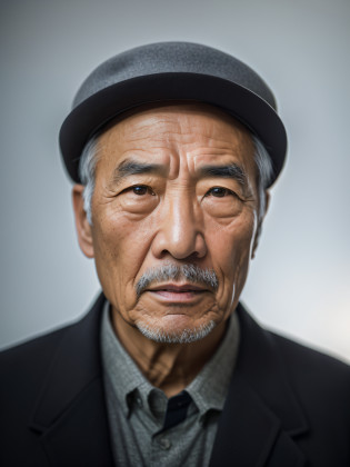 Portrait of a 60-year-old Chinese man?rosto magro?petty eyes?triangular eyes?Good facial features?Symmetrical facial features?Clear ears?Ultra-clear and realistic facial features?With a black hat on his head?The hat is official?With a hat with a brim?The hat has a clear texture?realisticlying?Hat coordination?He was wearing a green Sun Yat-sen costume?The texture of the clothes is clear?Stand collar Zhongshan suit?Ultra-clear texture?Camera shooting effect?Light and shadow are natural?Symmetrical clothes?The collar is symmetrical and coordinated?Ultra-clear realistic 8K,Very detailed eyes and face, hugefilesize, Ultra detail, High definition, Very detailed, Best quality, Masterpiece, , Realistis, Real, Unity, 8K wallpaper,Background details for foreground objects (Masterpiece: 1.2) (Photorealistic: 1.2) (Bokeh: 1.2) (Best quality) (Color grading) (Detailed skin: 1.3) (complex) (8K) (hdr) (Movie lighting: 1.3) (Sharp focus), Glossy glossy skin, Front-facing Ultra HD, Digital SLR, Soft lighting, High quality, film gram, Fujifilm XT3